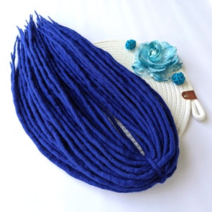 Extension per dreadlocks in lana blu scuro: dreads a doppia estremità in lana merino