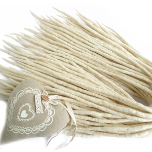 Wool Dreadlocks Extensions, Light Blonde Dread Extensions, Light Beige Wool Dreadlocks, Ecru Dreads, Full set Double Ended dreadlocks merino