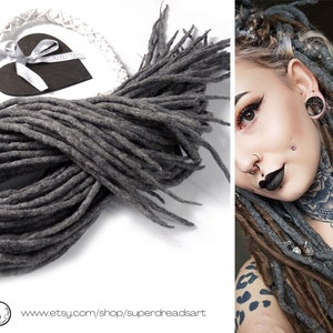 Grey Wool Dreadlocks, Light Grey Dreads Extensions, Melange Grey Dreads, Grey Mix Dreadlocks, Double Ended, QUIET WIND