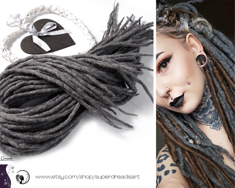 Grey Wool Dreadlocks Light Grey Dreads Extensions Melange Etsy