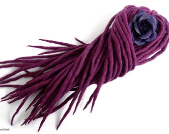 Mulberry Purple Merino Wool Dreadlocks, Double Ended Dread Extensions