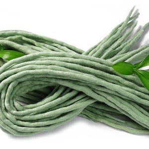 Green Wool Dreadlocks, Mint Green Dread Extensions, Pastel Green Dreadlocks, Light Green Dreads, Double Ended, PASTEL MINT