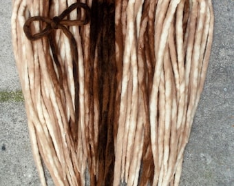 Braun blonde Merino Wolle Dreadlocks Erweiterungen, Natural Style Double Ended Dread Set