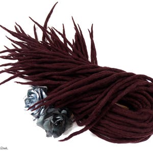 Burgundy Wool Dreadlocks, Purple Brown Wool Dreads, Aubergine Dreadlock Extensions, Double Ended, BLACK BERRY POWER