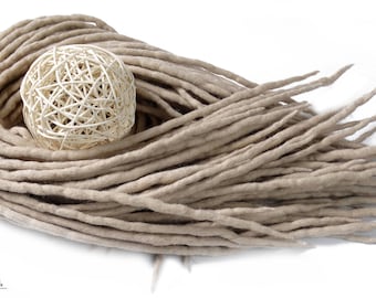 Light Beige Blonde Merino Wool Dreadlocks, Double Ended Dread Extensions
