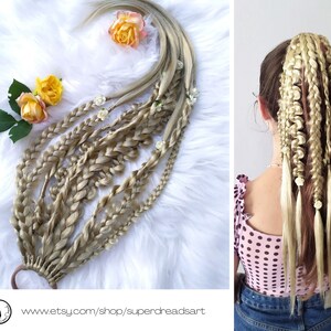 Blonde Braids Extension on Hairband, Dreadlocks On Elastic Band, Synthetic Braids Ponytail, Dreadlocks Hair Wig, Hair Falls, SUNNY ROSES