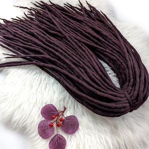 Burgundy Wool Dreadlocks, Purple Brown Wool Dreads, Aubergine Dreadlock Extensions, Double Ended, BLACK BERRY POWER