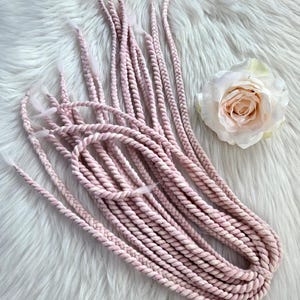 Pink White Wool Braids Extensions, Double Ended Braided Dreadlocks