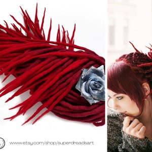 Red Wool Dreadlocks, Burgundy Ombre Dreads, Dreadlocks Extensions, Double Ended, WILD ROSE