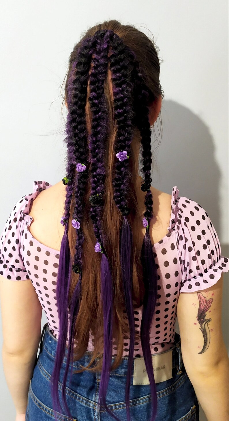 Black Purple Braids Extension on Hairband Dreadlocks on Etsy