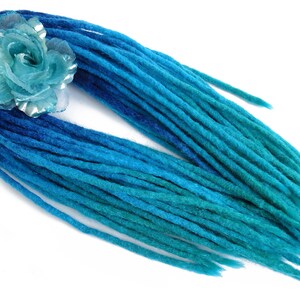 Blue Ombre Crochet Dreadlocks Extensions: Turquoise Synthetic Double Ended Dreads