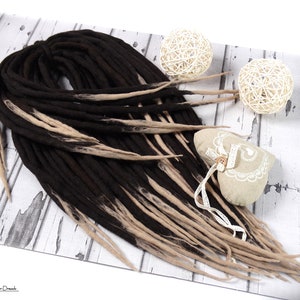 WOOL DREADLOCKS extensions, Full Set Merino woolen Double ended dreads, BROWN Blonde beige De dread Falls
