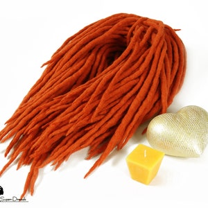 Orange Wool Dreadlocks, Ginger Dreads Extension, Orange Dreadlock Extensions, Dreadlocks for Redhead, Double Ended, JUICY ORANGE