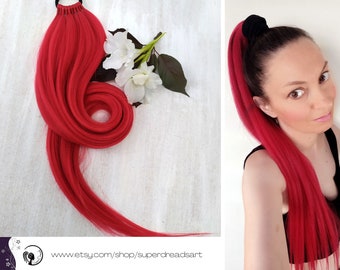 Red Ponytail Hair Extensions, Red Hair on Elastic Band, Synthetic Hair Extension on Hairband, Red Hair Wig, Hair Falls, MISS PAPRIKA