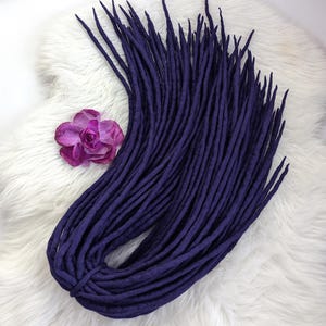 Dark Purple Merino Wool Dreadlocks, Double Ended Dread Extensions