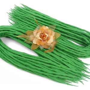 WOOL DREADLOCKS Extensions, Green Dread Extensions, Double Ended Woolen Dreadlocks, Green DE Dreadlocks, long medium short dreads