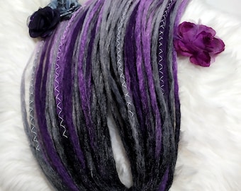 Full Set Synthetic Dreadlocks, Purple Crochet Dreads, Grey Ombre Dreadlocks, Dread Extensions, Double Ended