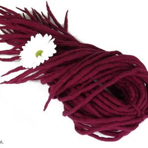 Burgundy Wool Dreadlocks, Dark Red Dreads Extensions, Aubergine Dreadlocks, Double Ended, CHERRY ORCHARD