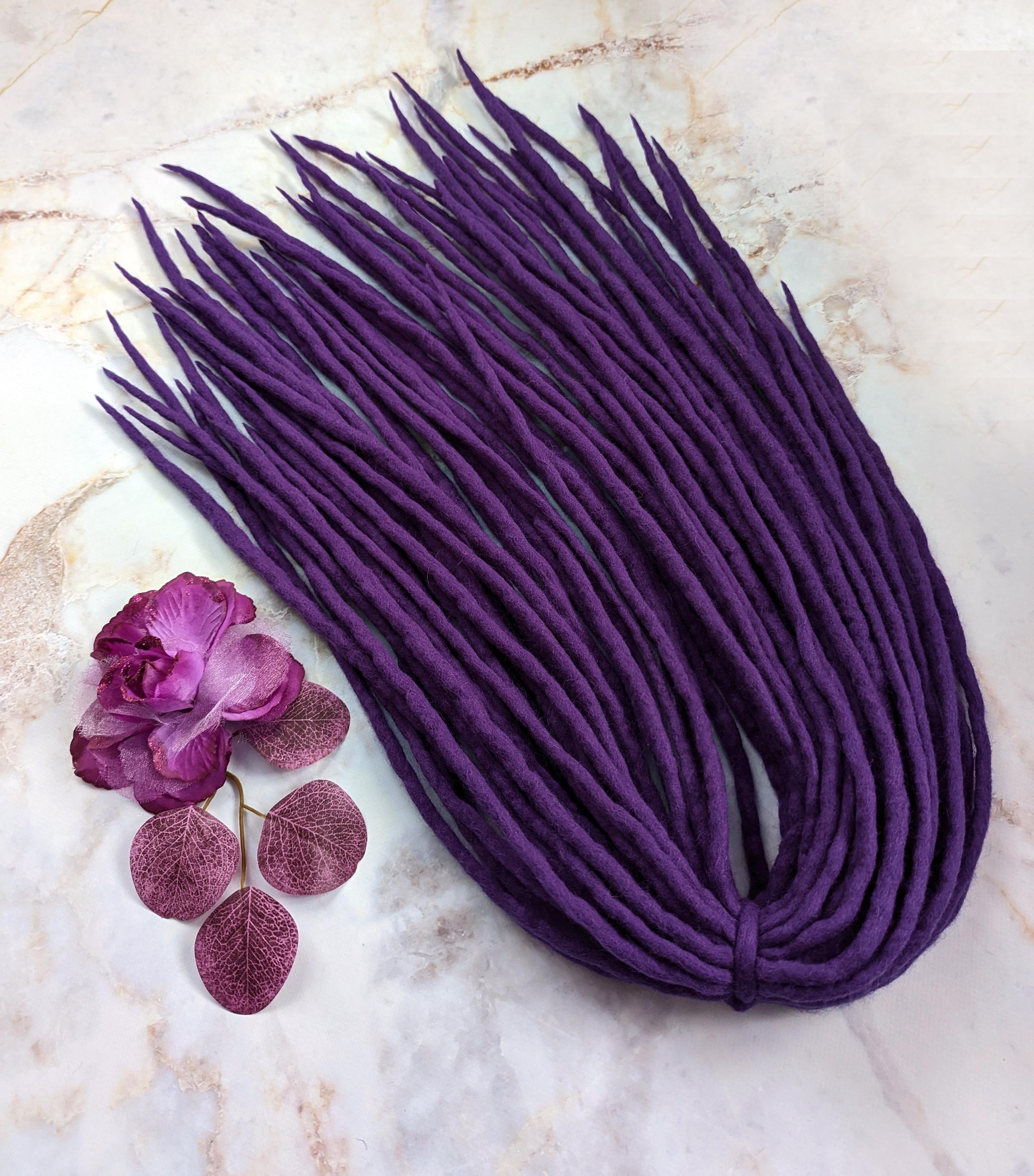 Vivid Purple Merino Wool Dreadlocks, Double Ended Dread Extensions