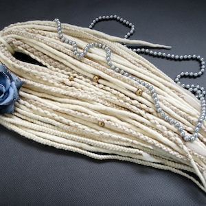 Blonde Wool Dreadlocks, Braids Extensions, Braided Wedding Dreadlocks, Boho, Gold Dreads with Beads, Double Ended merino woolen de