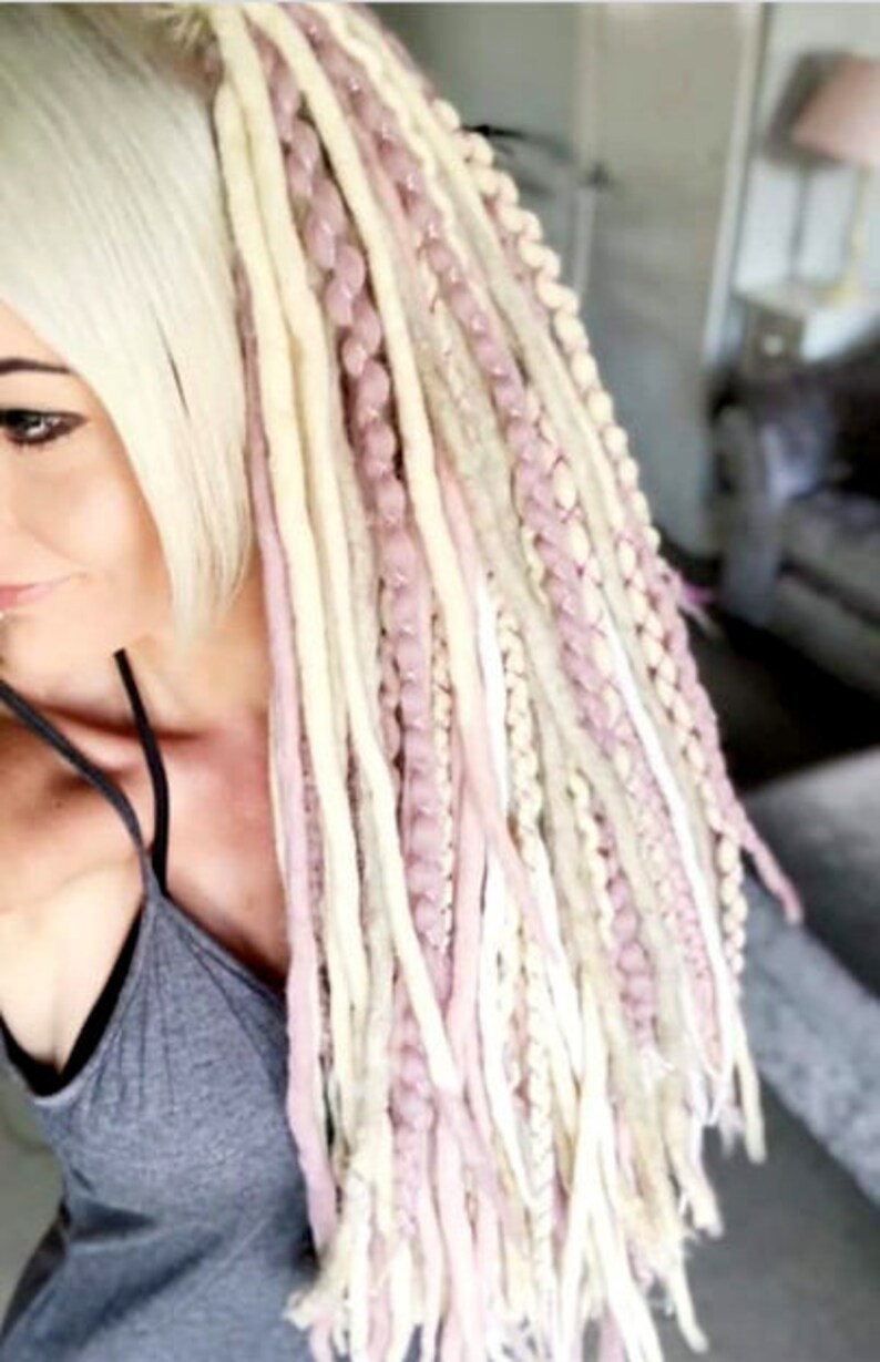 Full Set Wool Dreadlocks Blonde Pink Dreads Wool Braids Etsy