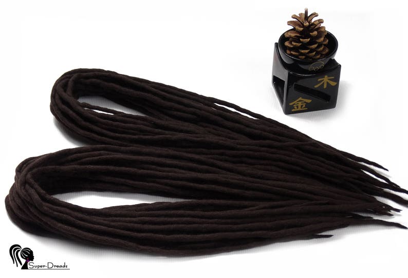 WOOL DREADLOCKS Extensions BROWN, Dreads Extensions, Dark Brown Wool Dreadlocks, Full set woolen Double Ended dreads, De Chocolate velvet image 6