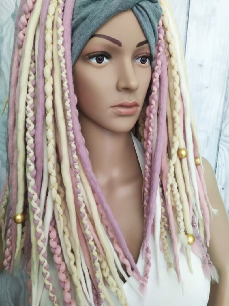 Full Set Wool Dreadlocks Blonde Pink Dreads Wool Braids Etsy