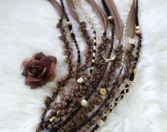 Brown Dreadlocks & Braids Ponytail Extension, Boho Synthetic Wig