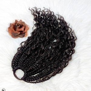 Brown Braids Extensions on Hairband, Dreadlocks On Elastic Band, Braids Hairpiece, Braids Ponytail with loose curly ends, Brown Hair Wig