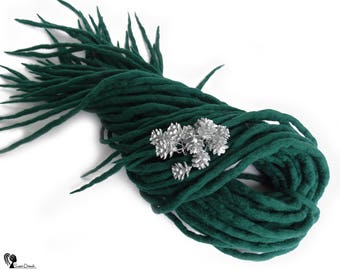 Green Wool Dreadlocks, Dreads Extensions, Double Ended, EMERALD FOREST