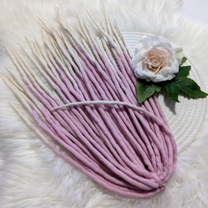 Pink Wool Dreadlocks with Blonde Tips - Ombre Double Ended Dreads Extensions, Boho Festival Hair, Pastel Wool Braids, Natural Look Dreads