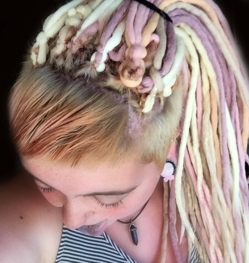 Full Set Wool Dreadlocks Blonde Ombre Dreads Extensions Pink Etsy