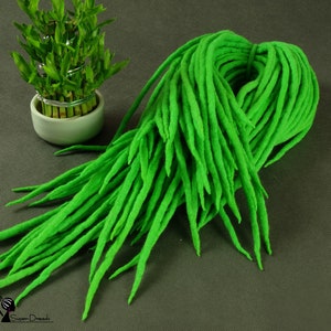 Green Merino Wool Dreadlocks Extensions: Double Ended DE Dreads