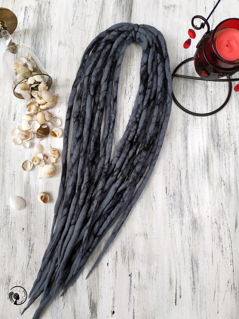 Grey Wool Dreadlocks Black Dreads Extensions Double Ended Etsy