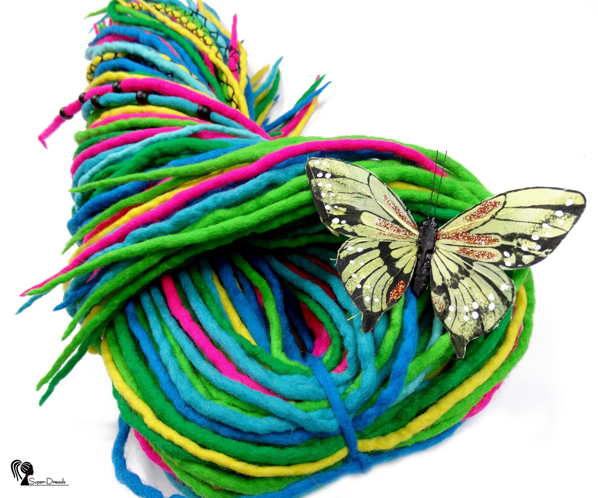 Full Set Rainbow Wool Dreadlocks Colorfull Dreads Extensions Etsy