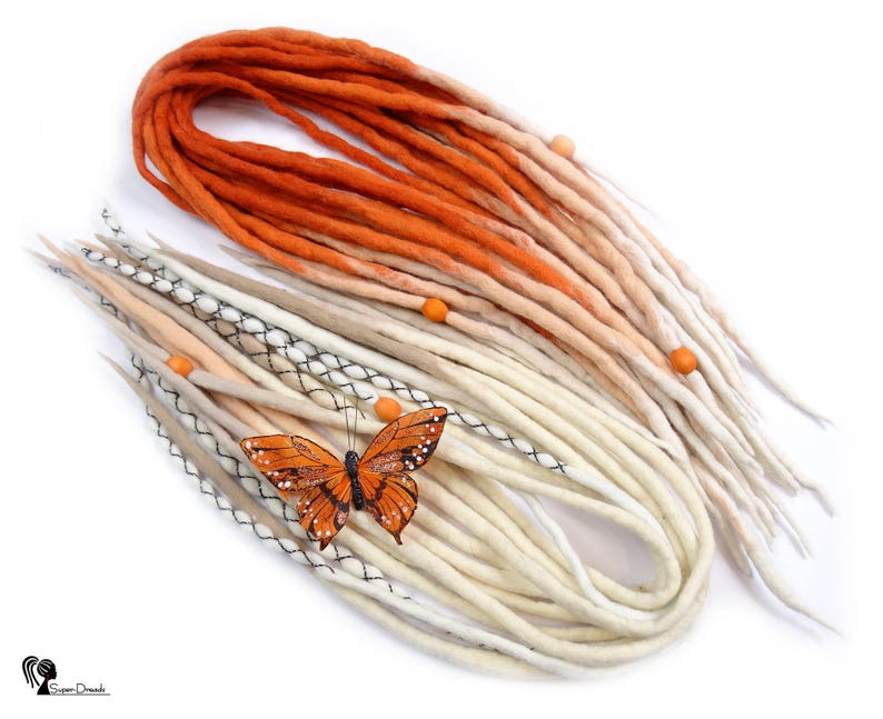 Full Set Wool Dreadlocks Orange Ombre Dreads Wrap Dreadlock Etsy New Zealand