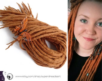 Ginger Wool Dreadlocks, Dreads Extensions, Double Ended, HONEY NECTAR