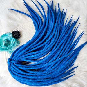 Turquoise Melange Wool Dreadlocks, Blue mix Dreads Extension, Double Ended dreadlock falls, Faux DE Dreadlocks, long medium short dreadlocks