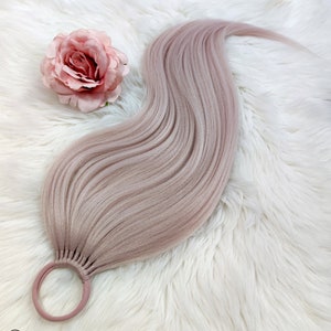 Pink Blonde Ponytail Extension: Synthetic Hairband Hairpiece