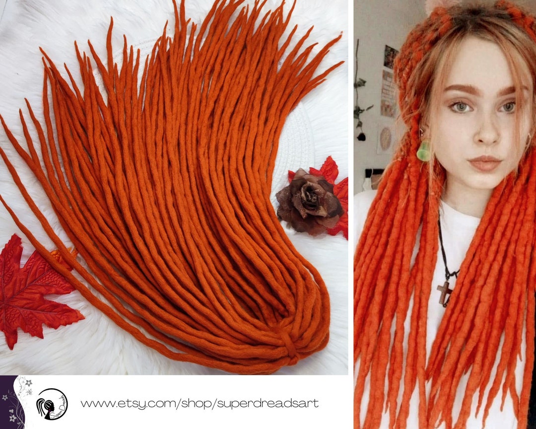 Orange Wool Dreadlocks, Ginger Dreads Extension, Orange Dreadlock