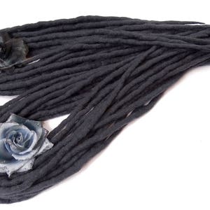 Graphite Grey Wool Dreadlocks Extensions - Full Set Double Ended Merino Wool Dreads for Women and Men
