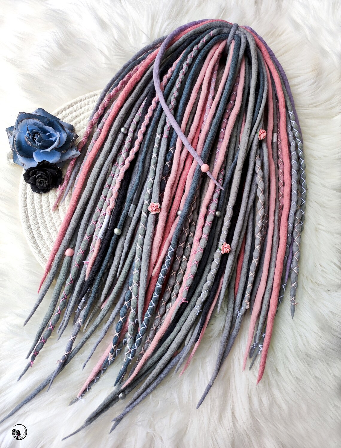 Extension Dreadlocks In Lana Merino Rosa - Fatte A Mano, Ipoallergeniche, Lunghe 100 Cm