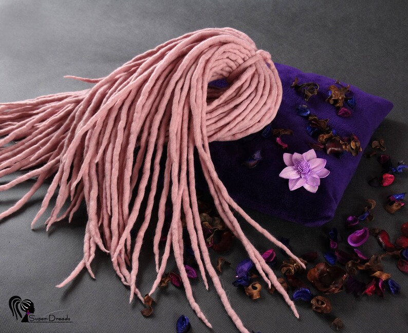 Pink Wool Dreadlocks Light Pink Dreads Extensions Pastel Etsy