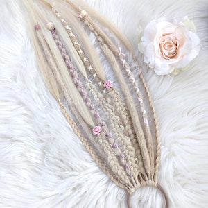 Blonde Zöpfe und Dreads Verlängerung auf Haarband, Dreadlocks Zöpfe Auf Gummiband, Synthetische Dreads Pferdeschwanz, Boho Perücke, VANILLA CHARM