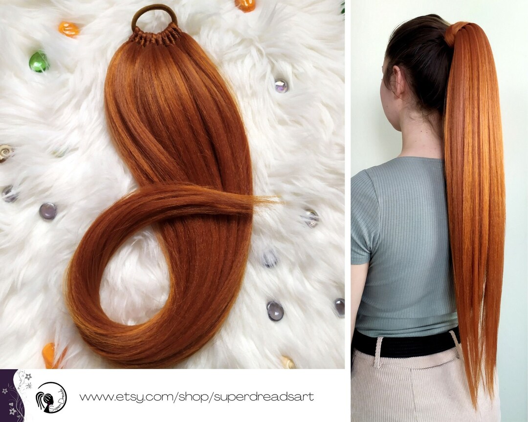 Ginger Ponytail Extensions, Synthetic Hair on Hairband, Ponytail on