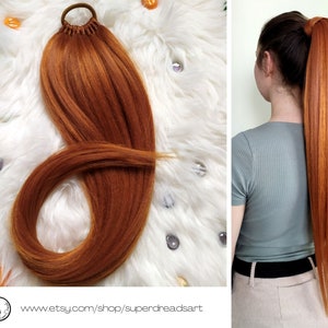 Ginger Ponytail Extensions, Synthetic Hair on Hairband, Ponytail on Elastic Band, Hair Extension Wig, Copper Hair Falls, GINGER NYMPH