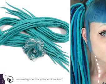 Blue Wool Dreadlocks, Turquoise Dreads Extensions, Goth Dreadlocks, Double Ended, SHINING TOPAZ