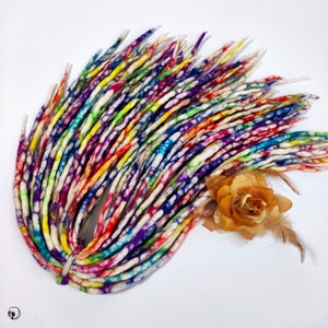 Rainbow colors Wool Dreadlocks Extension, multicolor handmade Wool Dreads, Boho Hippie style Dreadlocks, Colorfull double ended Dreads