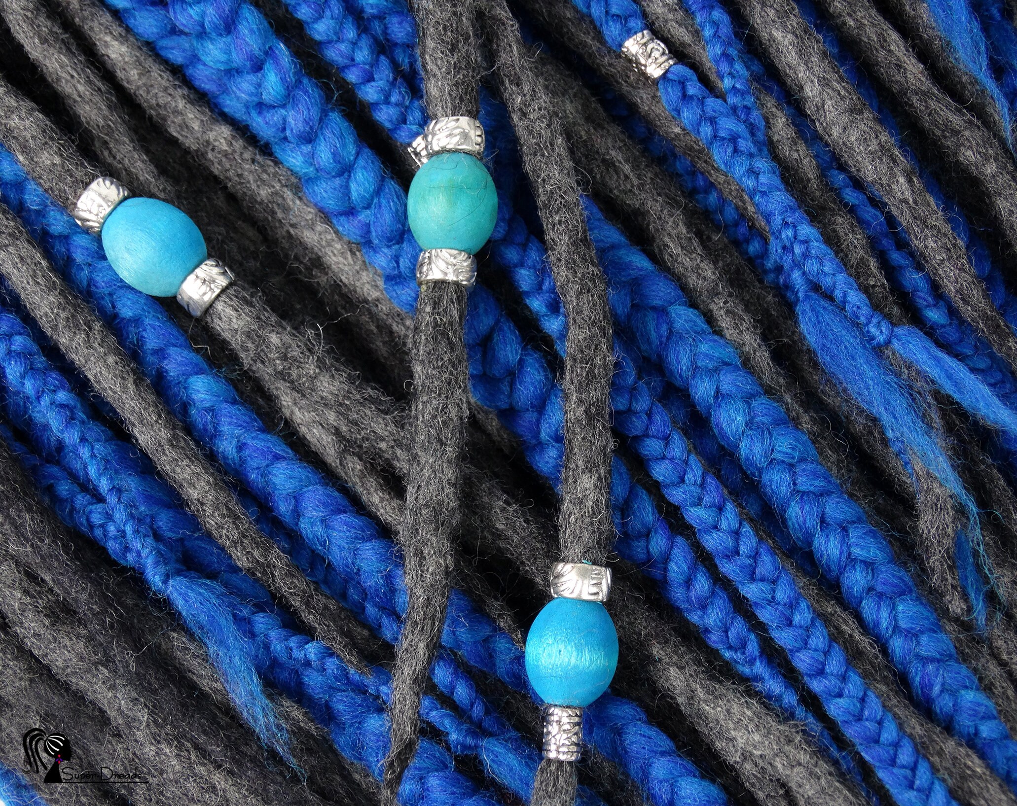 Full Set Wool Dreadlocks Grey Dreads Extensions Navy Blue Etsy