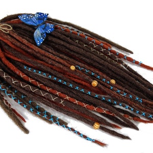 Full Set Crochet Synthetic Dreadlocks, Ginger Brown Dreads Extensions, Wraps Thread Dreads, Double Ended and Single Ended,